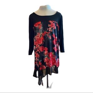 Kate & Mallory Black and Floral Dress Midi